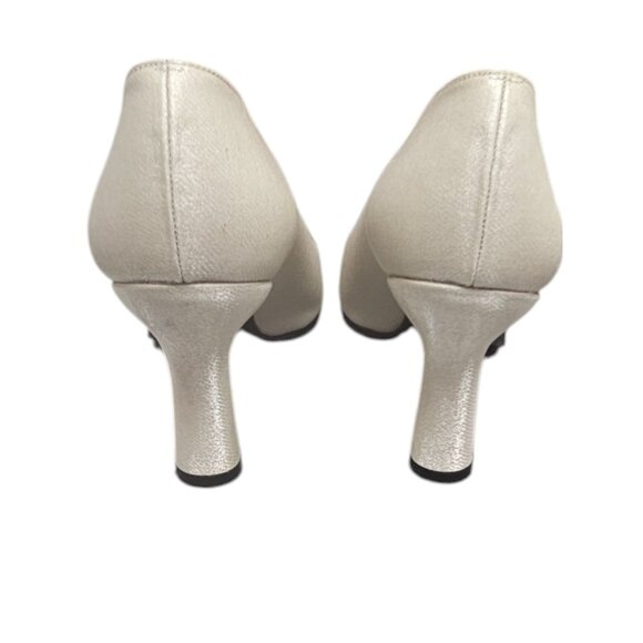 Stuart Weitzman Shimmer Champagne Womens 3" Heels -Size 8C Satin High Heels - Picture 11 of 14